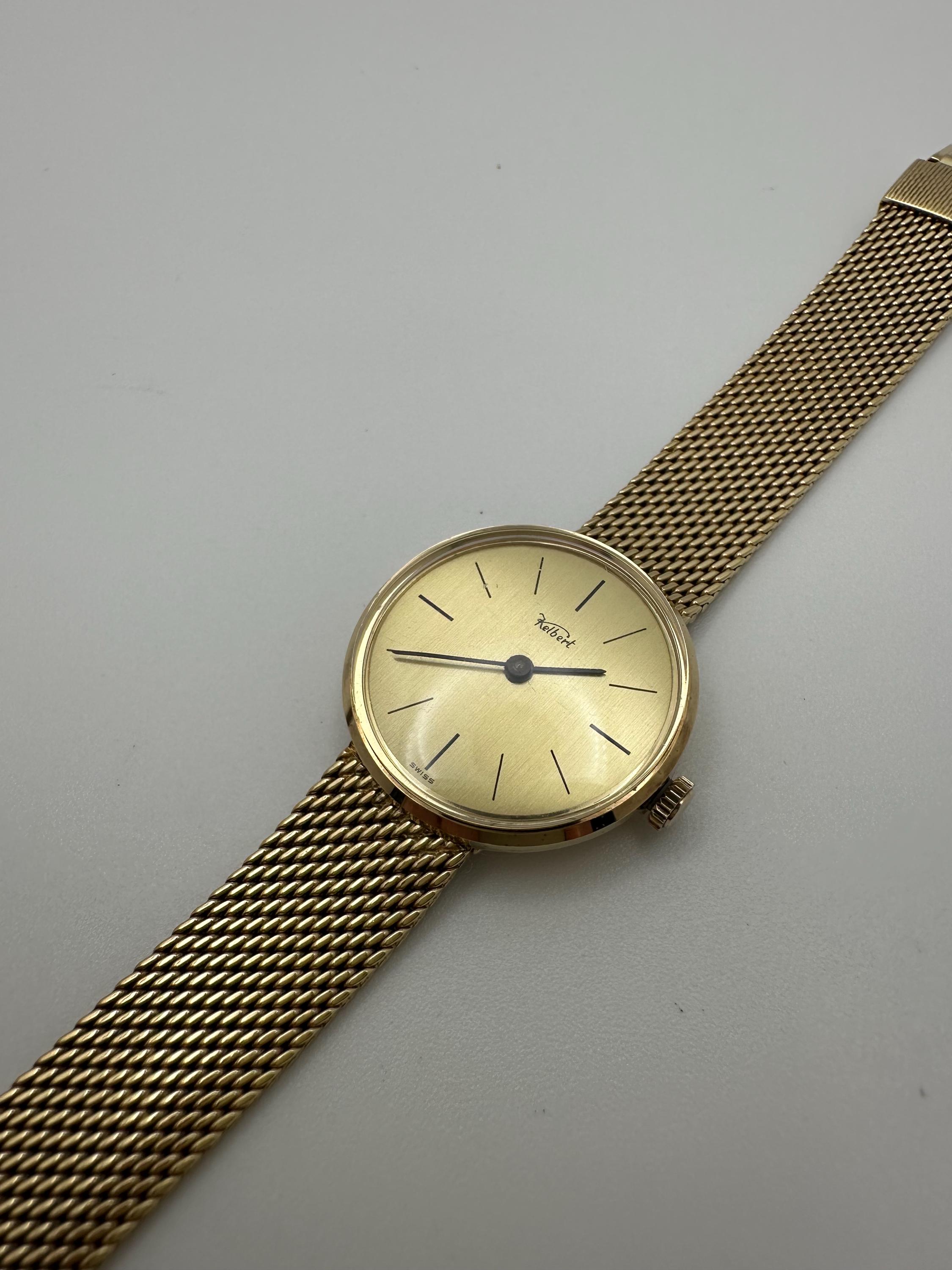 Vintage Kelbert Swiss Mechanical Watch – Gold-tone Mesh Band