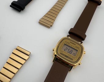 Montre Casio Vintage Dorée - Boîtier Métal, Affichage Digital, Boîte D'origine Scellée