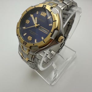 Two-Tone Armitron Quartz Watch | Blue Dial | Day-Date | 165FT Water Resistant | 42mm | Luminous Hands | Stainless Steel | Vintage Style