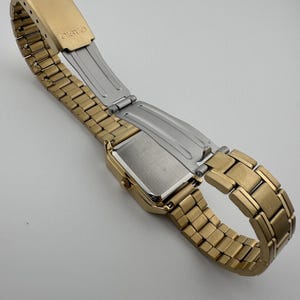 Gold Rectangular Watch: Women's Roman Dial Dress Watch, Stainless Steel or Leather Band image 6