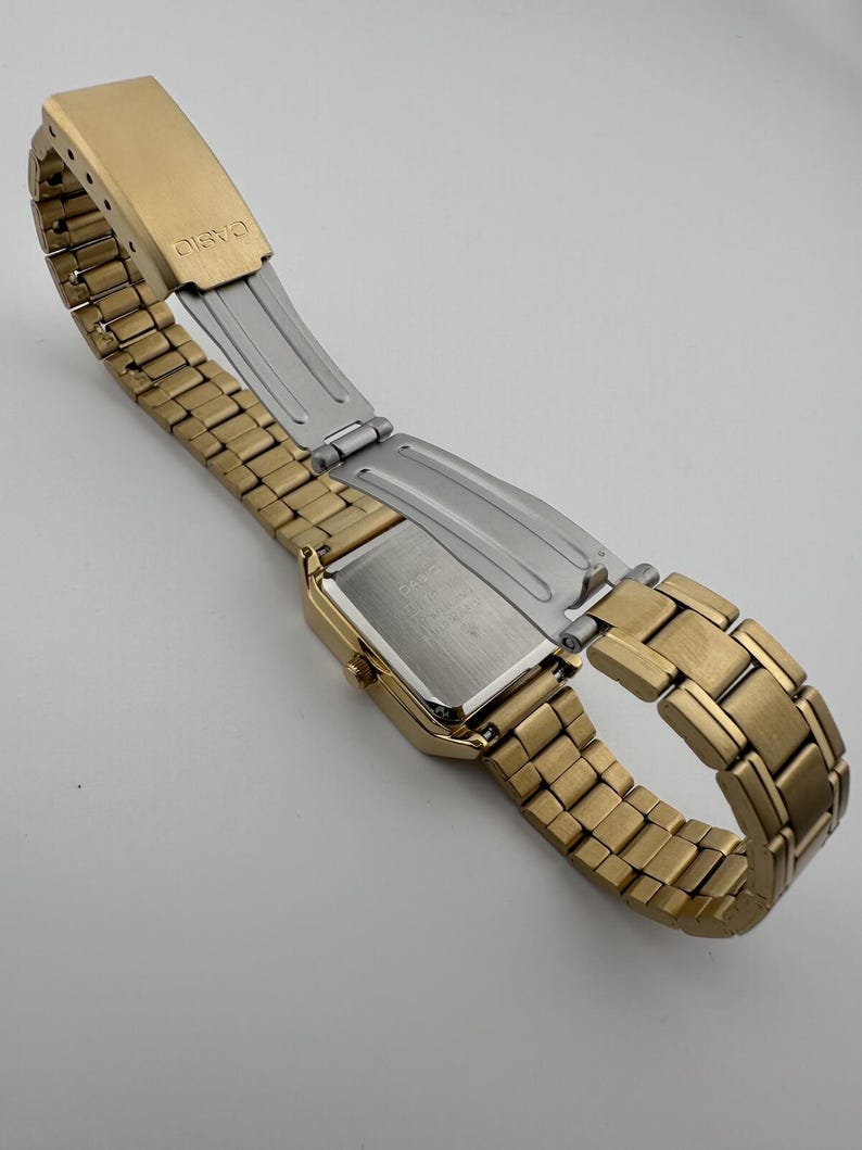 Gold Rectangular Watch: Women's Roman Dial Dress Watch, Stainless Steel or Leather Band image 6