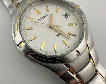 Seiko Womens Vintage Quartz Watch White Dial Two Tone Bracelet 17mm Worn Patina Vintage Seiko Women main image 4