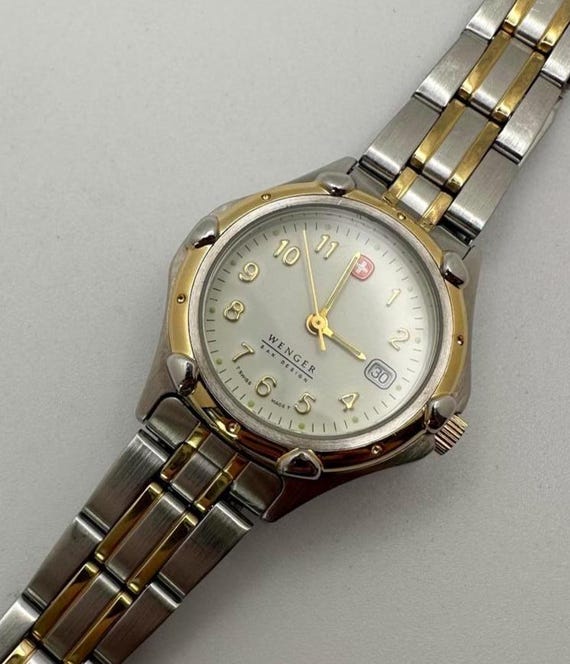 Wenger Swiss Women’s Quartz Watch Two-Tone Steel Gold 30mm Date New Battery