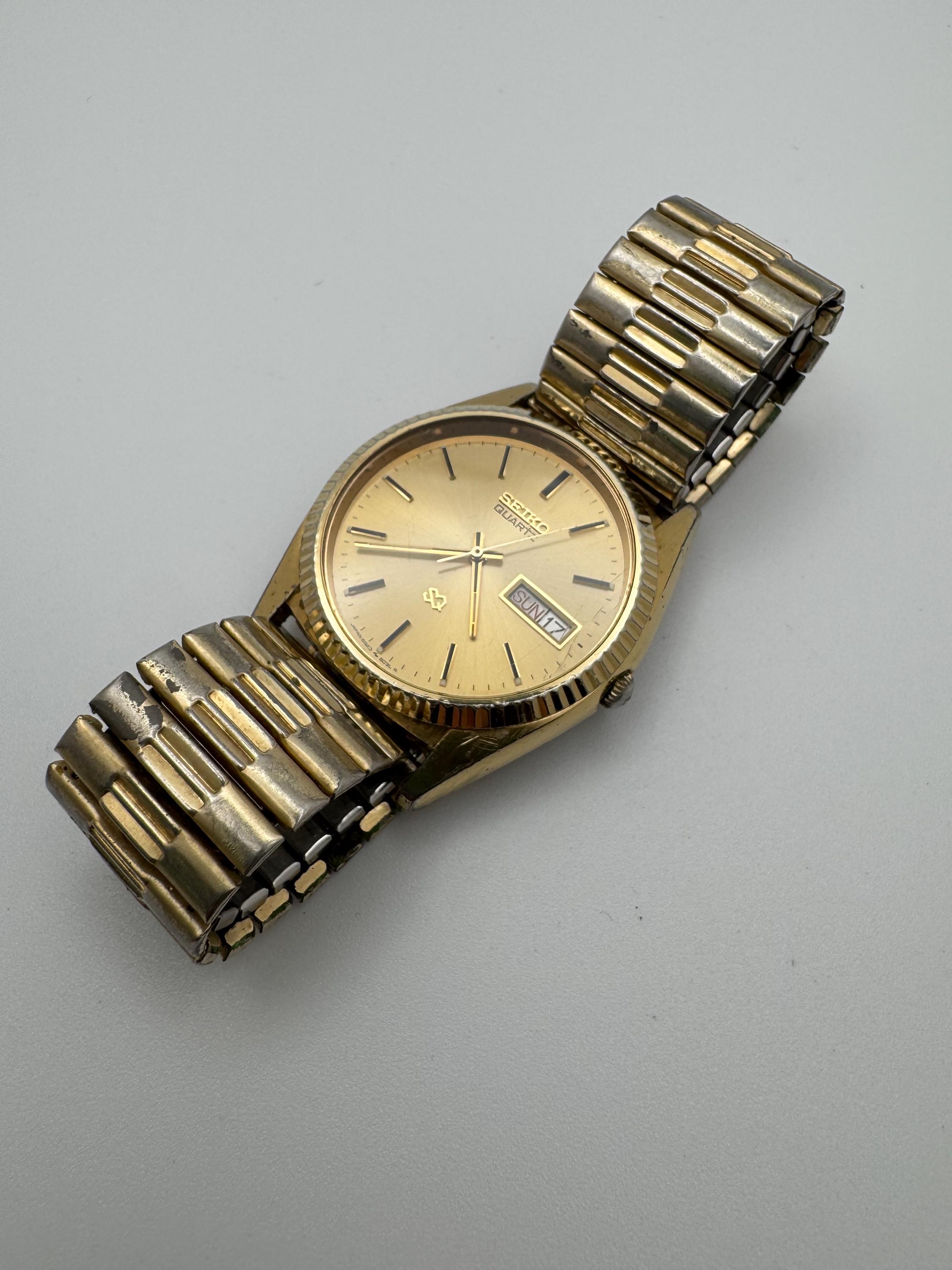 Vintage Seiko Quartz Men's Watch – Gold Tone, Day/date, 34mm