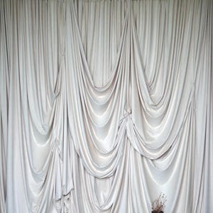Bridgerton Backdrop, Victorian Draped Fabric, PRE-DRAPED BACKDROP, Costume Party Photo Booth, Elegant Drapes, Egg Shell or Ivory, Size Vary