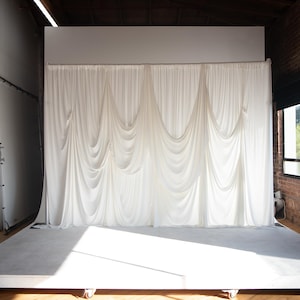 Wedding Backdrop, Wedding Draped Fabric, PRE-DRAPED BACKDROP, Wedding Photo Booth, Wedding Decor, Ivory / Camel