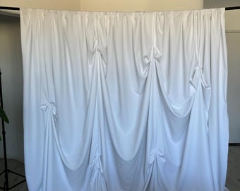 Wedding Backdrop, Wedding Draped Fabric, PRE-DRAPED BACKDROP, Wedding Photo Booth, Bridal Backdrop, Wedding Decor, Pure White, 7ft x 7ft