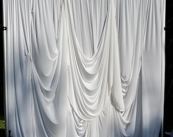 Wedding Backdrop, Wedding Draped Fabric, PRE-DRAPED BACKDROP, Wedding Photo Booth, Wedding Decor, Ivory or Camel, 7 x7 to 20 x 9