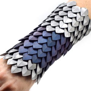 3D Printed Metallic Dragon Scales on Sheets of Mesh Fabric, for Fantasy, Medieval, Renaissance Cosplay Armor, Bracers, Pauldrons