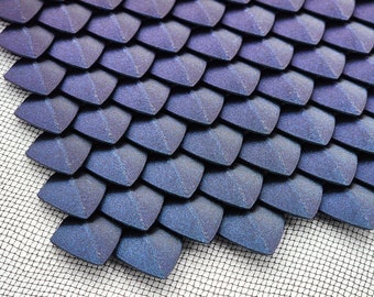 3D Printed Metallic Dragon Scales, Printed on Mesh Fabric, for Fantasy, Medieval Cosplay Armor, Bracers, Pauldrons, Ready to sew!