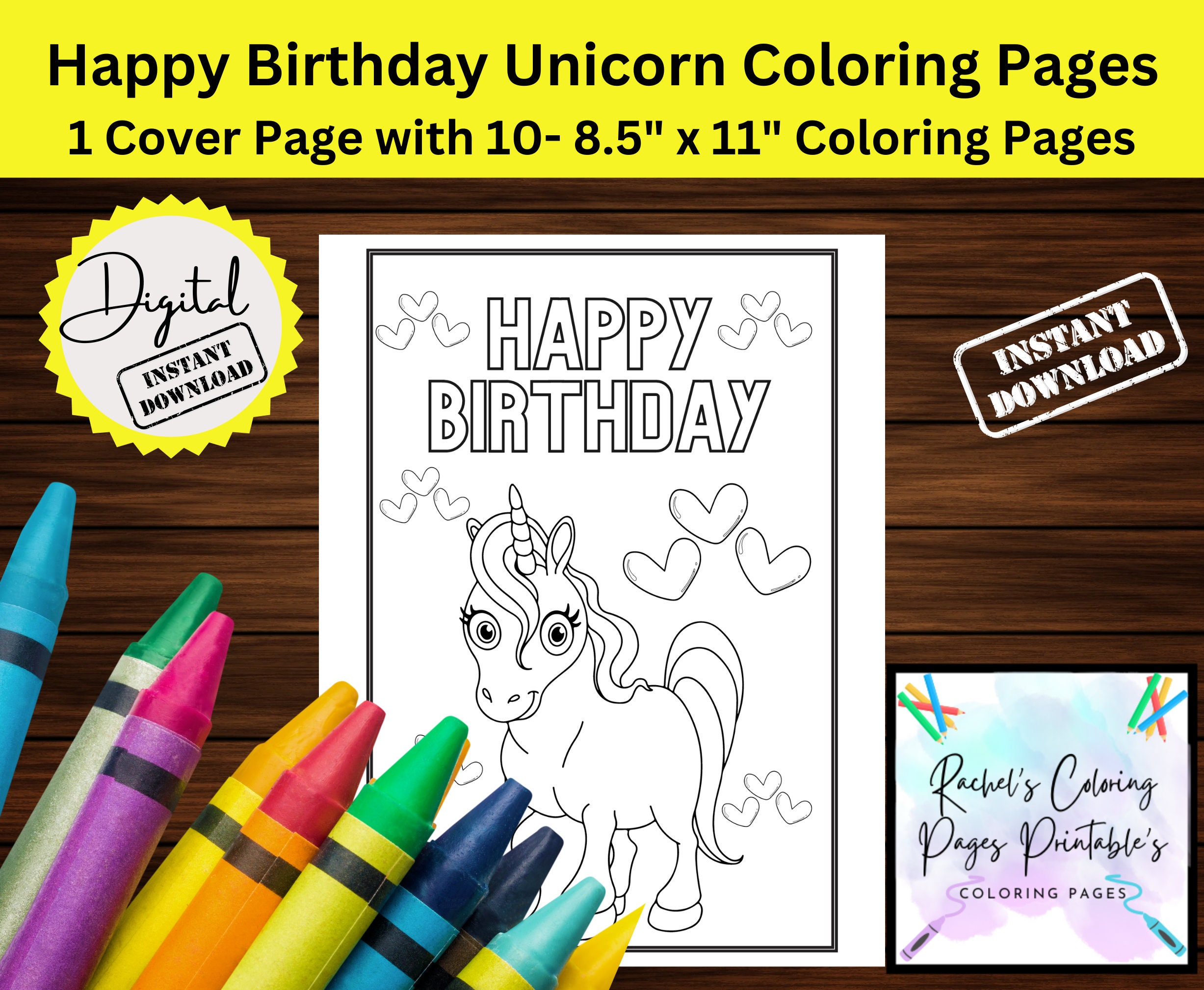 Happy Birthday Unicorn Coloring Pages, Unicorn Coloring Pages, 10 - 8.5 ...