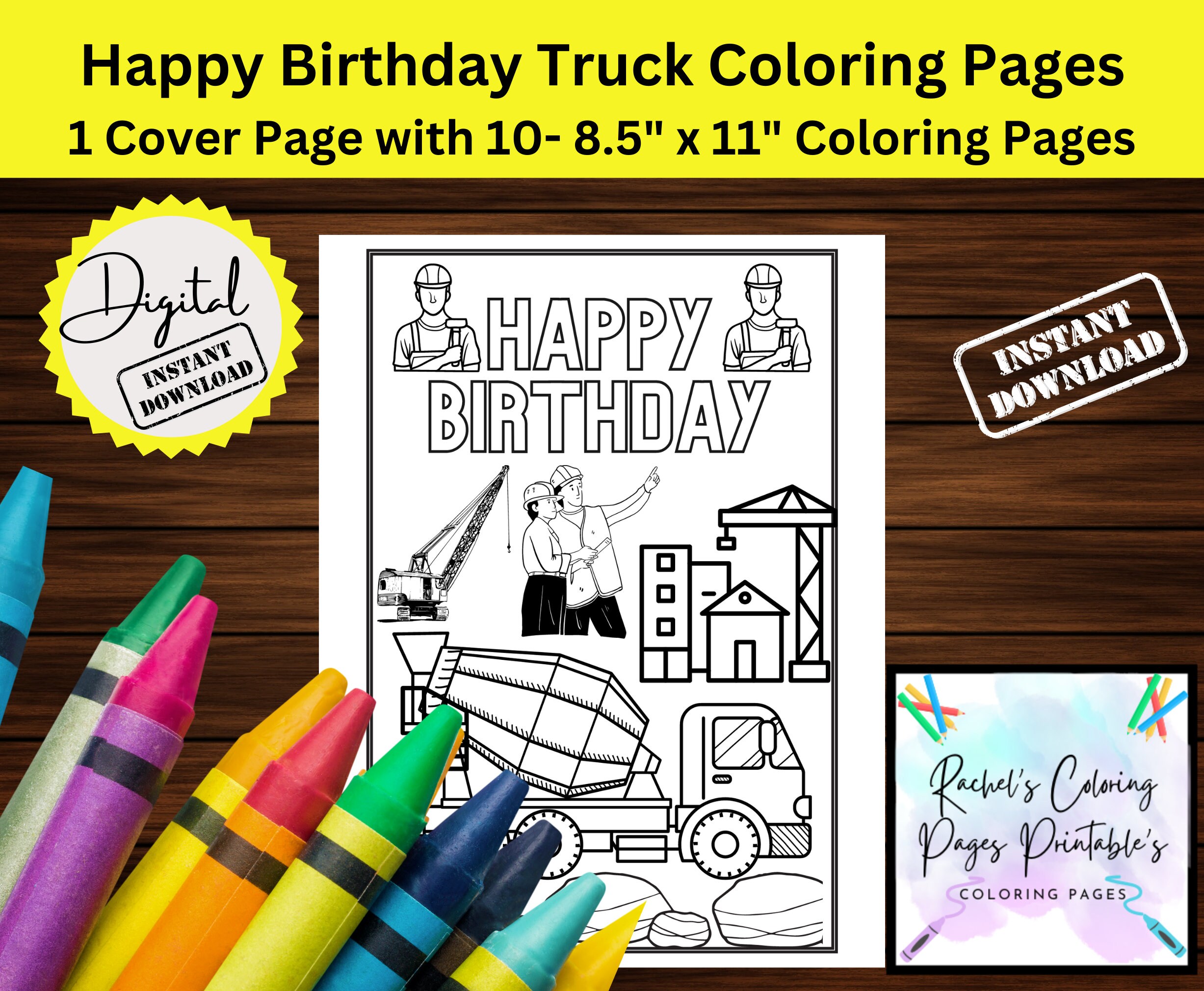 Happy Birthday Truck Coloring Pages, Truck Coloring Pages, 10 8.5 X 11 Coloring Pages, Coloring ...