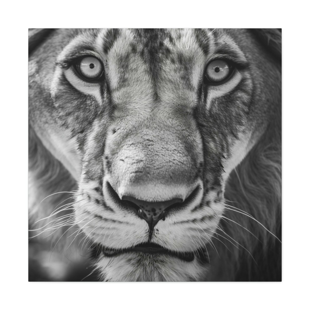 Lion Photography Black and White Lion Canvas Print AI Art Etsy