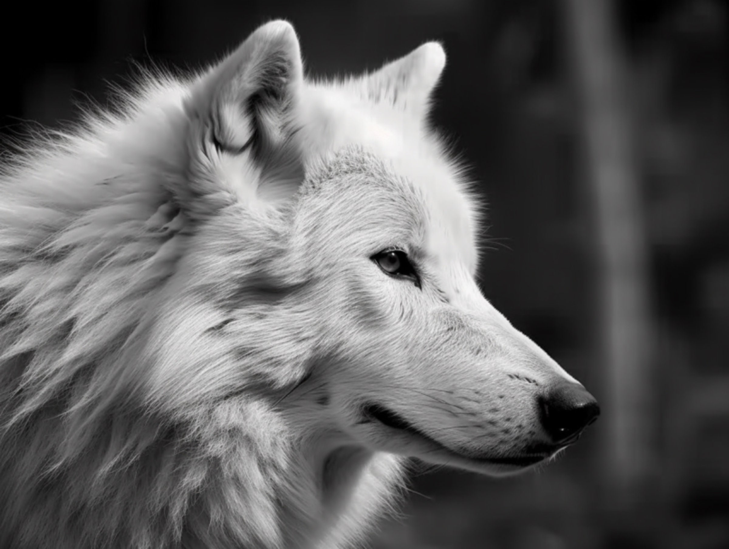 White Wolf Wall Art Wildlife Photography Aigenerated Digital Download