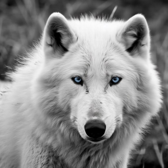Blue Eyes wolf - Wall Art - wildlife photography AI-Generated Digital  Download for Instant Decor