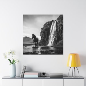 Stunning Horse Waterfall Enhanced by AI - A One-of-a-Kind Artwork for Your Home Decor