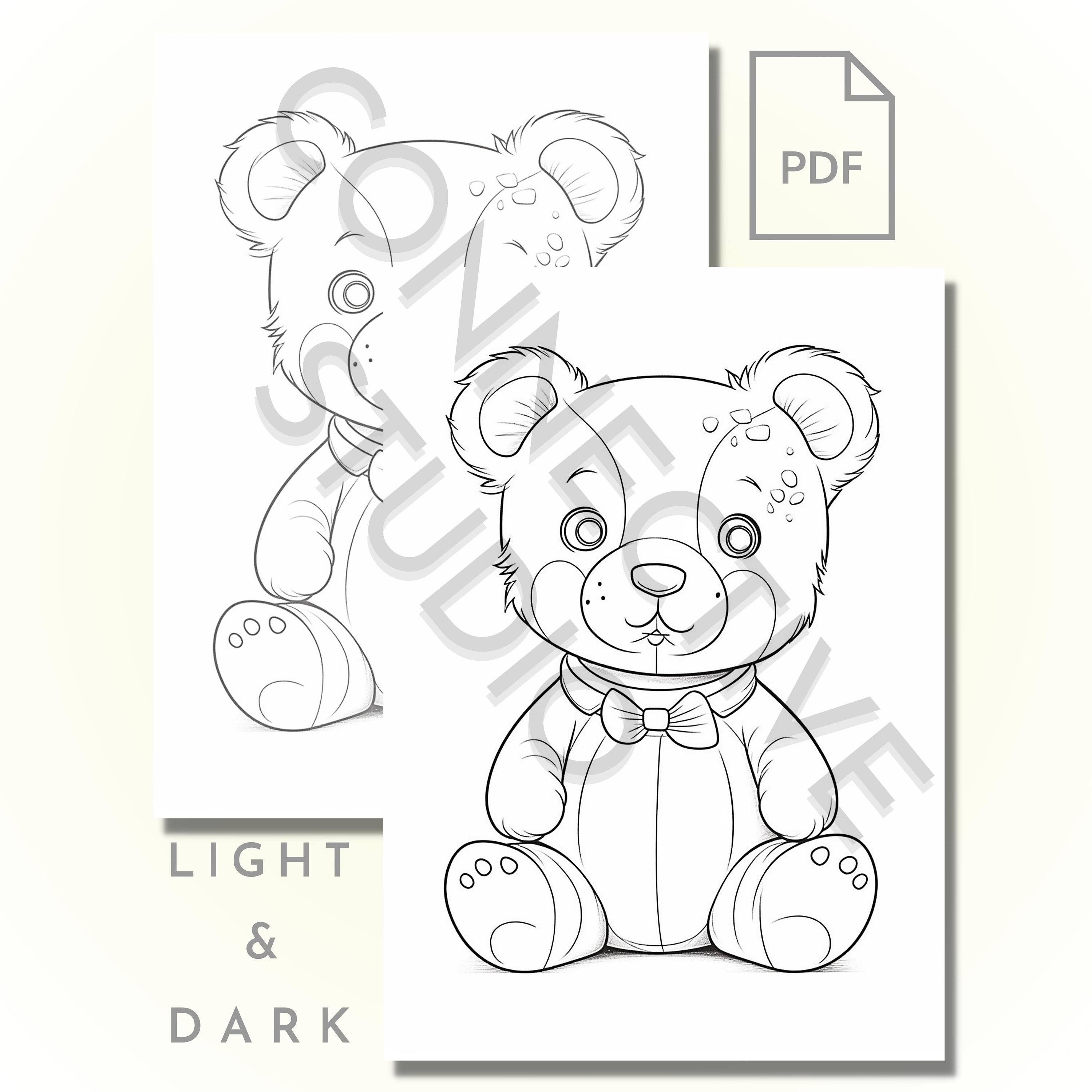TEDDY BEAR Coloring Pages Six Pack of Premium Art | Printable Adult ...