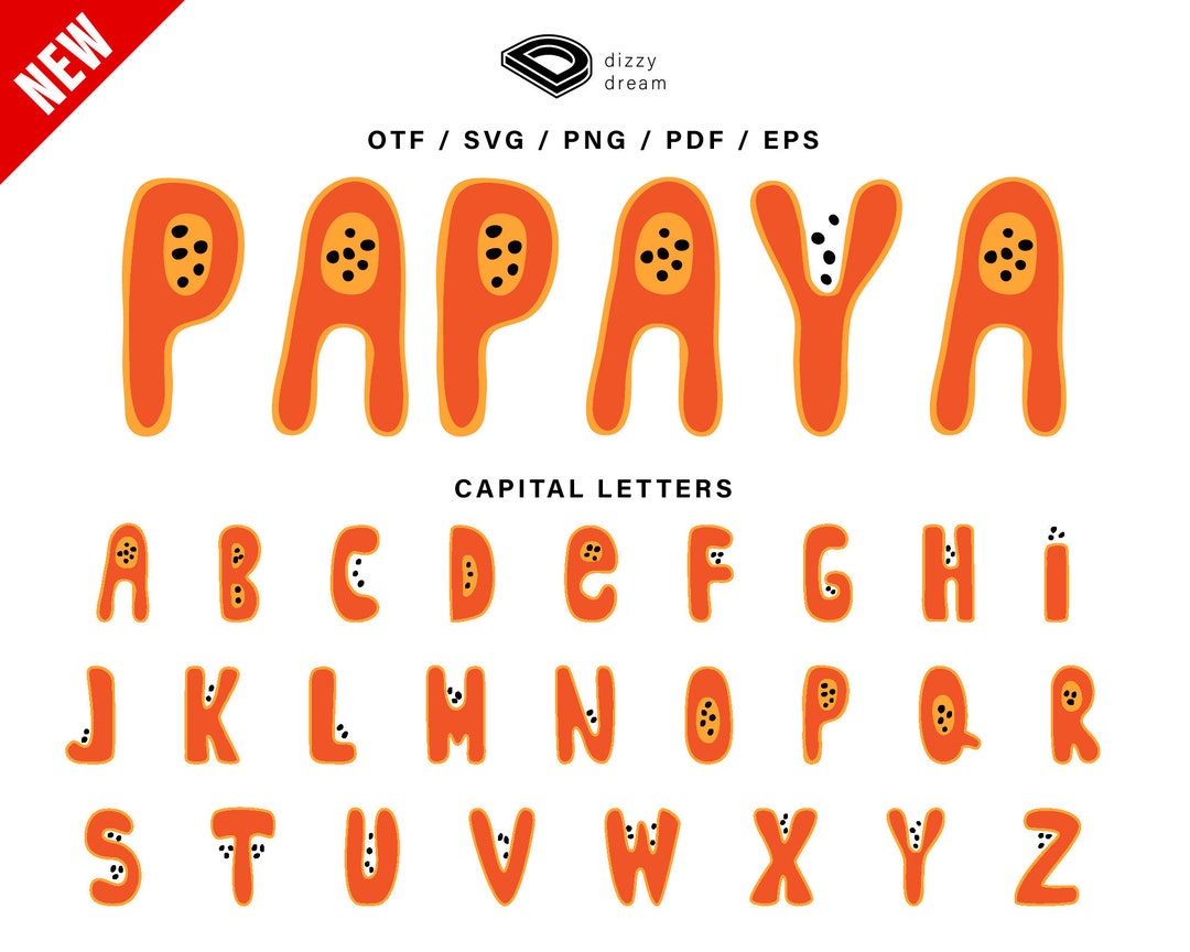 Juicy Papaya Font Installable OTF Font Printable PNG Font Etsy