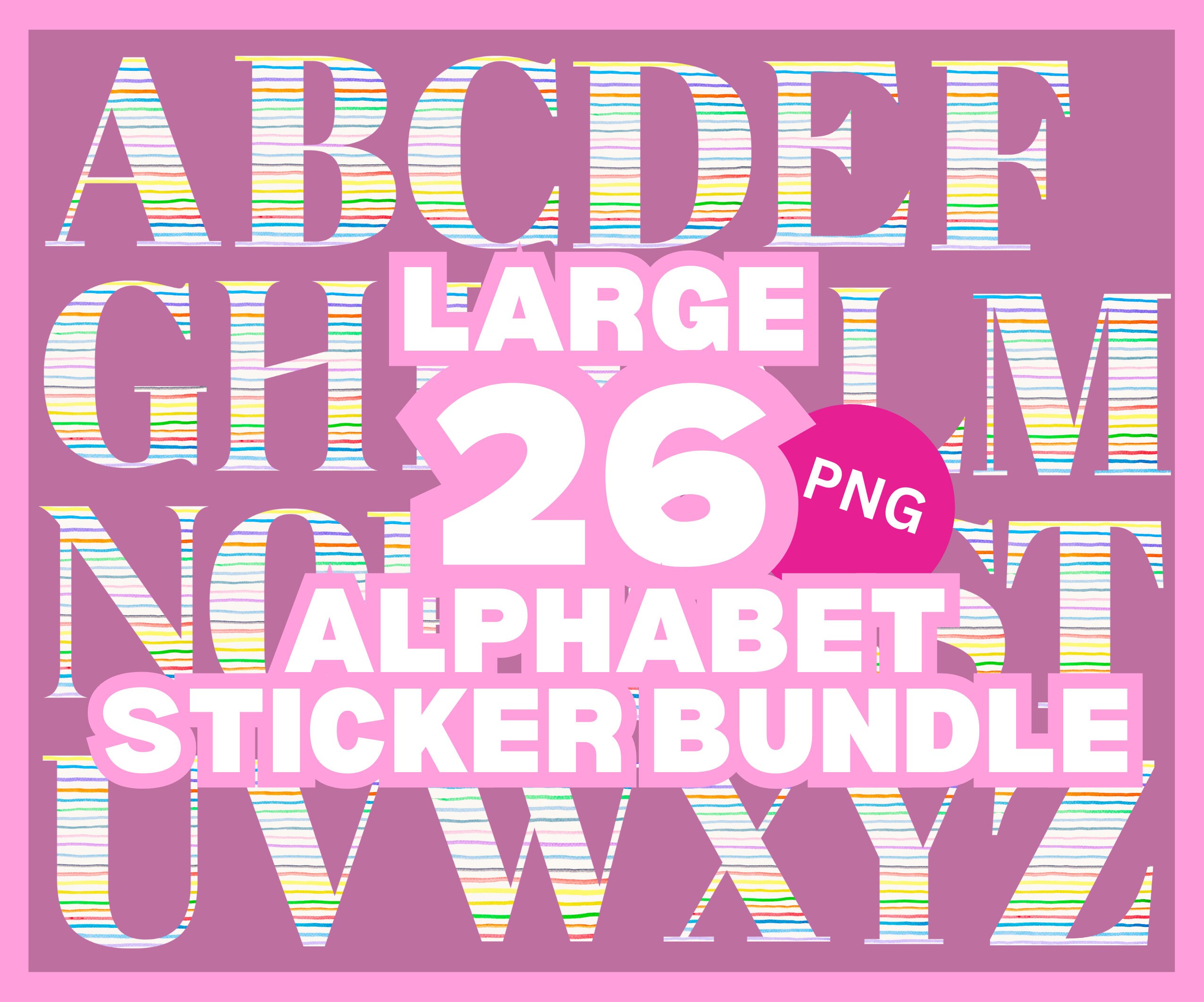 Large Alphabet PNG Stickers Sticker Png Bundle Monogram - Etsy
