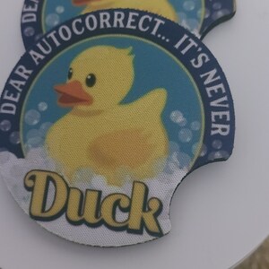 Autocorrect Duck Neoprene Asorbant Car Coasters  come as a set of 2-car accessories-gifts-home decor-trending car coasters-funny- humor