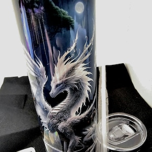 Dragon Mystic 20oz Insulated Tumbler - Perfect Gift for Anyone - Travel Mug with BPA Free Lid and Reusable Straw - Hot or Cold Drinks for