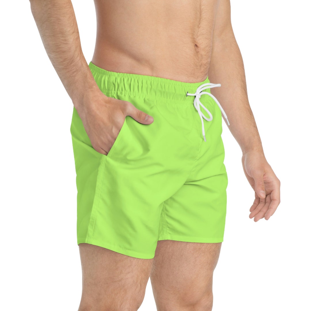 Summer Neon Green Mens Swim Trunks Etsy