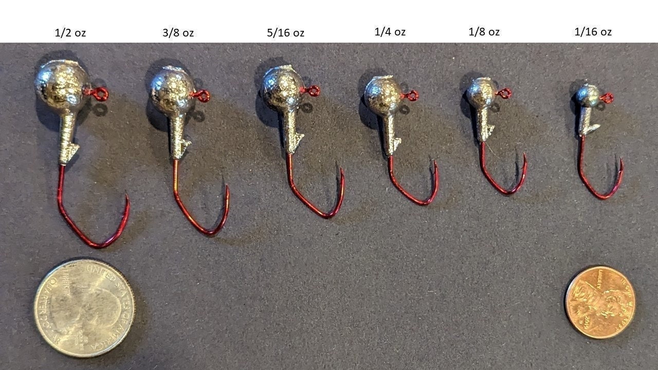 Lead Free Round Head Jig - 1/16, 1/8, 3/16, 1/4, 5/16, 3/8, or 1/2 ounce