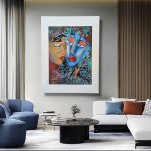 Abstract Portrait Painting: Bold Expressionist Mixed Media Art (12x16)