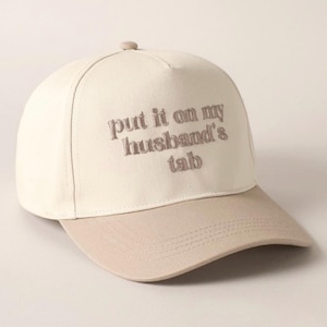 Husband&#39;s Tab Embroidered Canvas Cap - Adjustable Two-Tone Hat