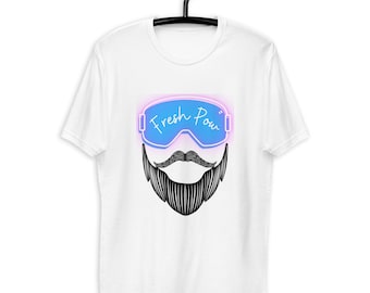 Snowboarding T-Shirt Ski Goggles Beard Fresh Pow Unisex - White