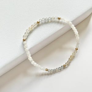 Hormonal Balance Bracelet, Harmony Within, PMS, Menopause Support, 3mm Moonstone, Labradorite, Citrine, Gold Filled Accents, Stackable