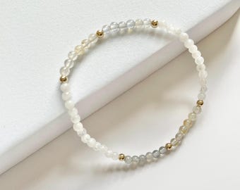 Hormonal Balance Bracelet, Harmony Within, PMS, Menopause Support, 3mm Moonstone, Labradorite, Citrine, Gold Filled Accents, Stackable