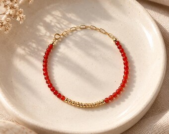 Secret Message Bracelet, Personalized Morse Code Bracelet, Meaningful Gift for Her, 14K Gold Filled Gemstone Jewelry, Petite and Dainty