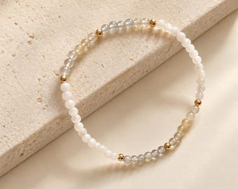 Balance Bracelet, Petite Moonstone Labradorite & Citrine Bracelet, Inner Support, 14K Gold Filled or Silver, Meaningful Gift for Her