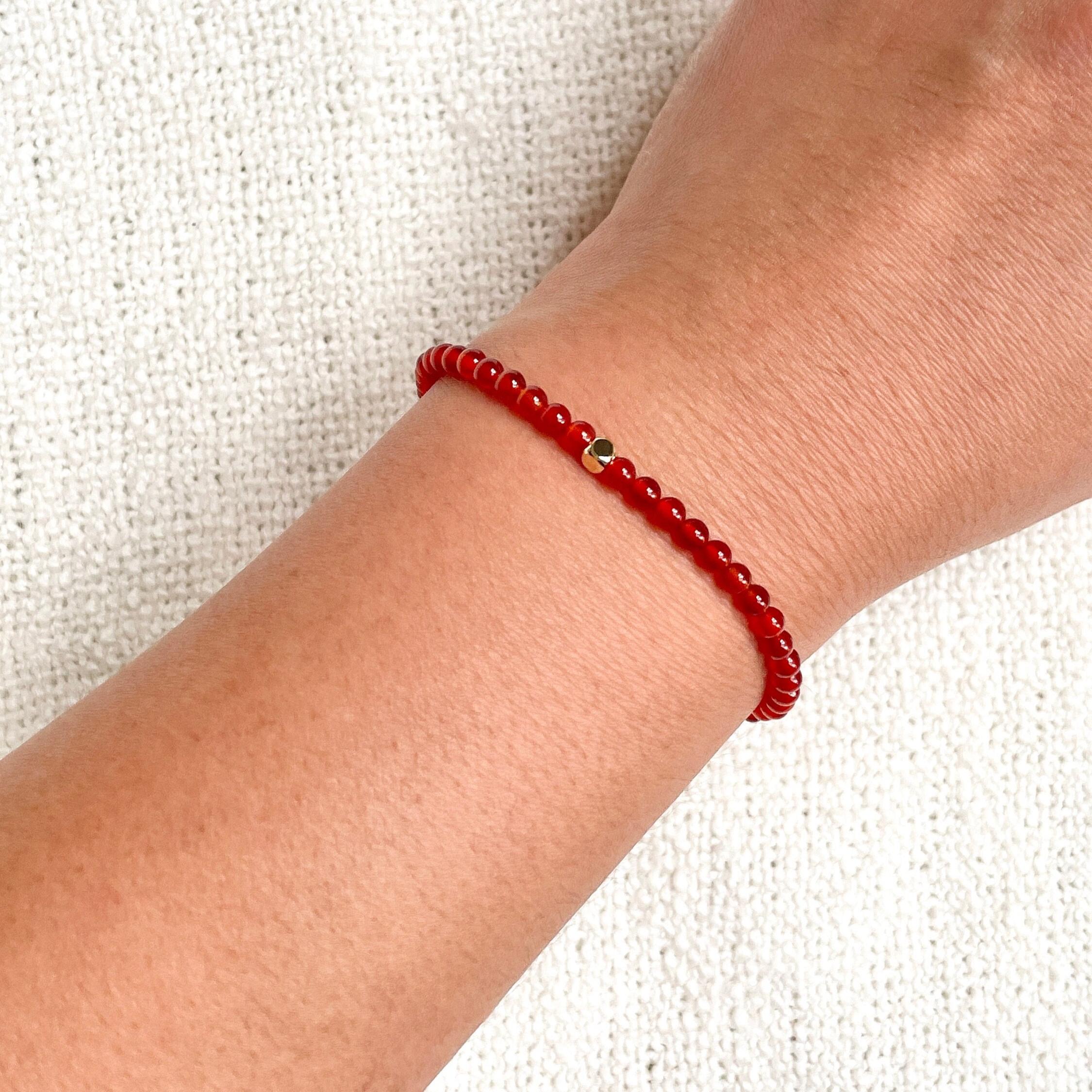 Courage and Empowerment, Dainty Carnelian Gemstone Bracelet, 14K Gold Filled Accent, Minimalist Jewelry, Stacking, Layering, Perfect Gift