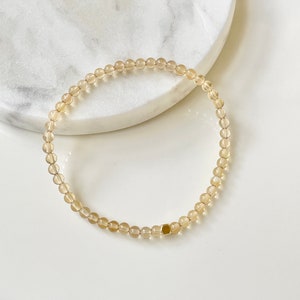 Radiant 3mm Citrine Bracelet with Elegant 14K Gold-Filled Accent, Handcrafted, Gemstone Jewelry for Positive Vibes, Attract Success