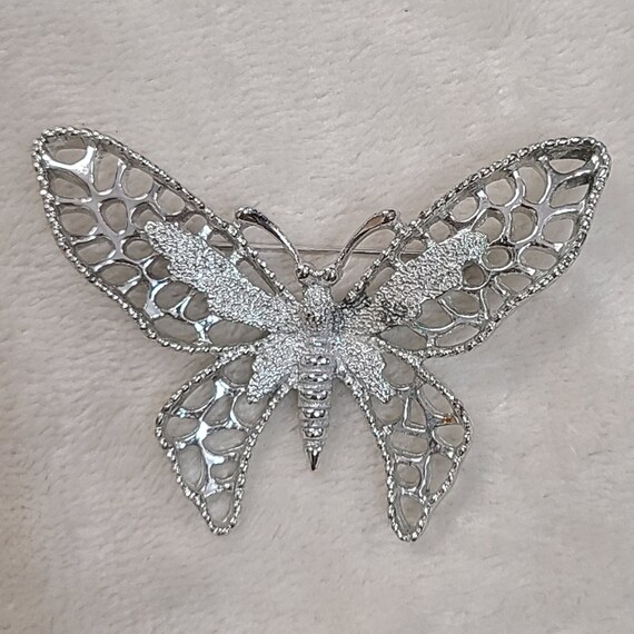 Vintage Sarah Coventry Silver Tone Madame Butterfly Brooch