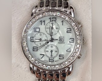 New York & Company Women's Silver Tone Crystal Accented Watch