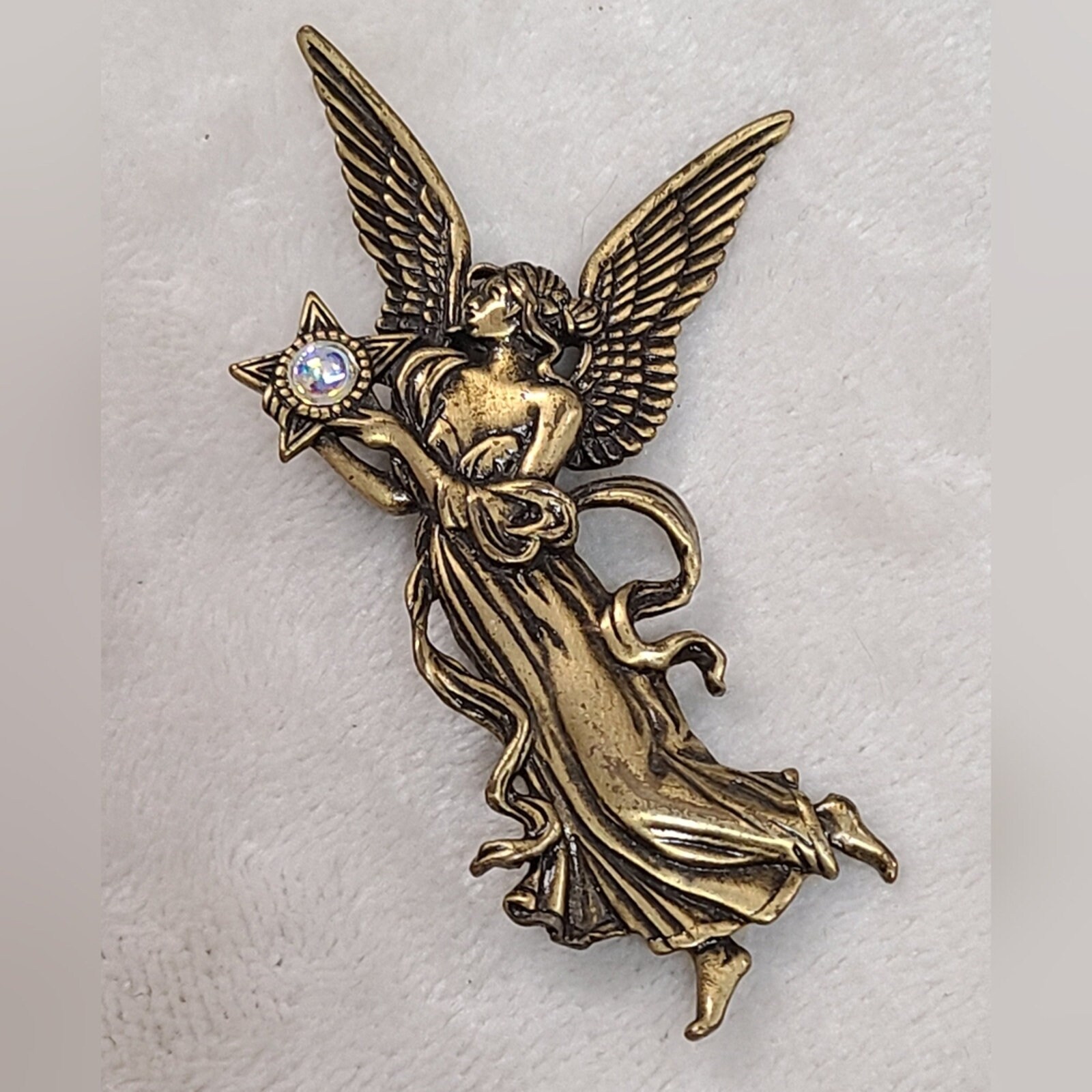 Spilla A Farfalla In Peltro Argentato – Gioiello Jonette, Grande 7 Cm, Vintage USA