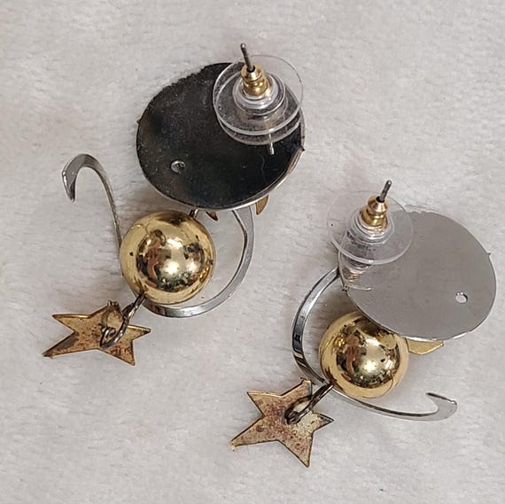 Two Tone Celestial Dangle Earrings - image 4