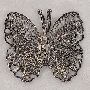 Vintage Sterling Silver Filigree Butterfly Pendant