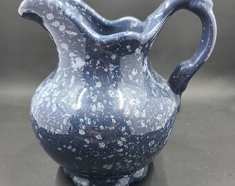 Frankoma Pottery Kleiner Krug Blau Gesprenkelt