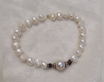 ブレスレット VINTAGE HOLLYWOOD Baroque Pearl Matte Bracelet BMR687 Misfit Pearl Bracelet • Baroque Pearl Strand - Gift for Wife