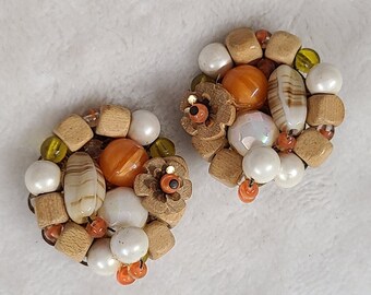 Boucles d'oreilles en grappe vintage ornées de perles