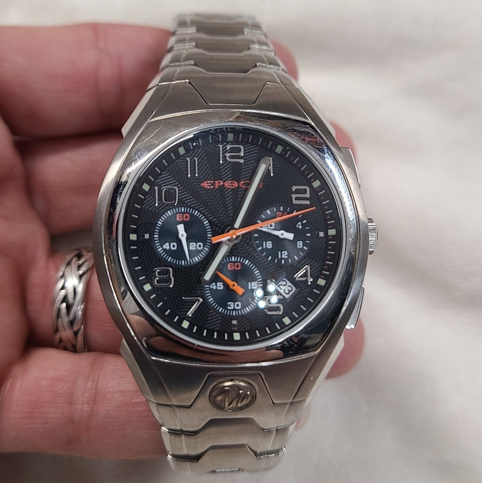 Epoch Men s Silver Tone Chronograph Watch Etsy Canada