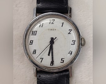 Vintage Timex Herren Silberfarbene Mechanische Uhr