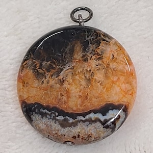 Orange & Black Dendritic Agate Pendant