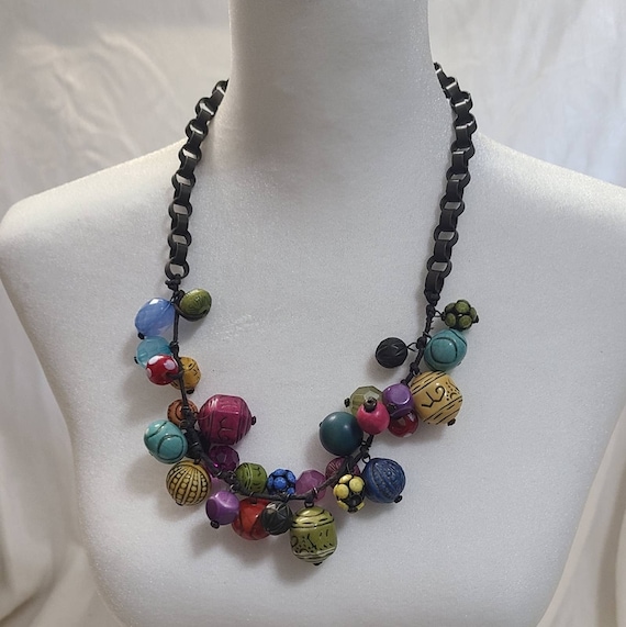 Vintage Boho Colorful Beaded Necklace