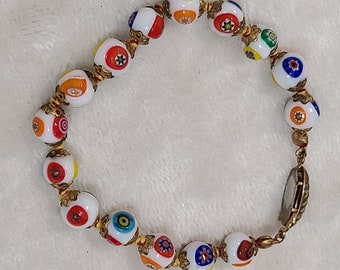 Bracciale vintage con perle Millefiori di Murano