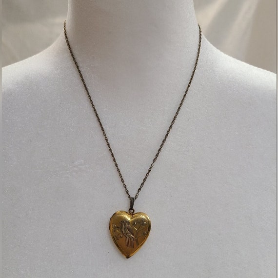 Antique Dason 12K Gold Filled Heart Shaped Bird D… - image 7